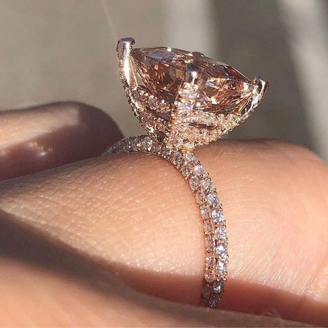 Avtoit | Luxury Fashion Rose Gold Filling Inlaid Zircon Crystal Wedding Rings