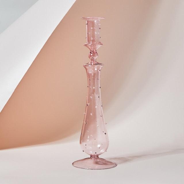 Avtoit | GlowCharm Pastel Glass Candle Holder | Decorative Candle Stands | Elegant Table Decor
