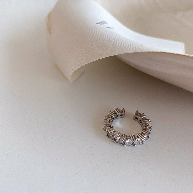 Avtoit | Gold Silver Color Full CZ Crystal Ear Cuff Clip on Earrings