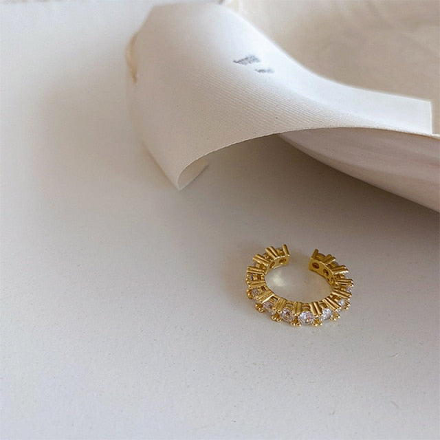 Avtoit | Gold Silver Color Full CZ Crystal Ear Cuff Clip on Earrings