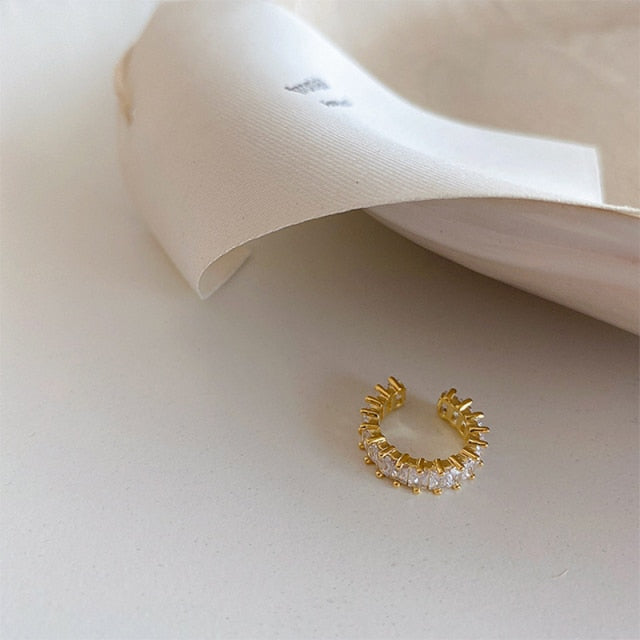 Avtoit | Gold Silver Color Full CZ Crystal Ear Cuff Clip on Earrings