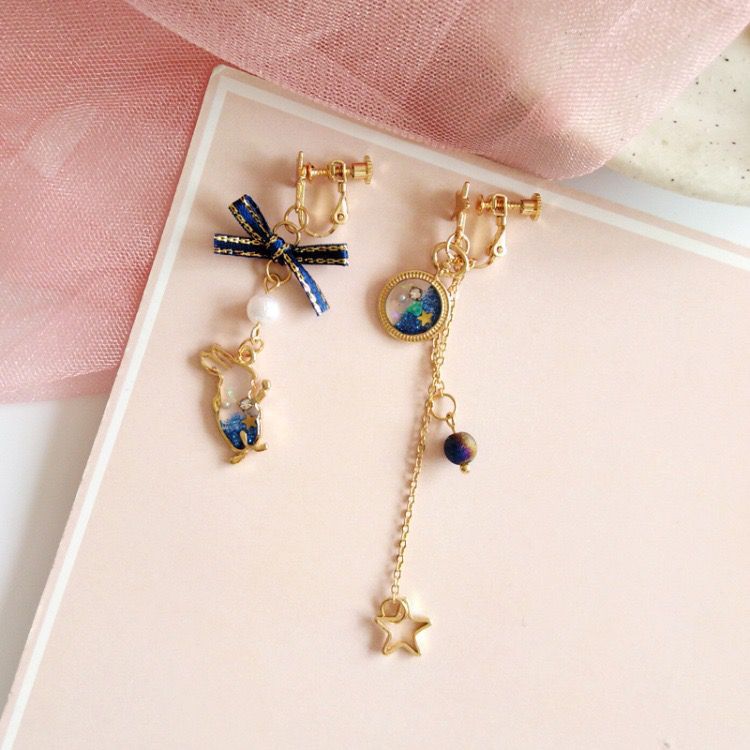 Avtoit | Japanese Style Cute Blue Rabbit Clip on Earring