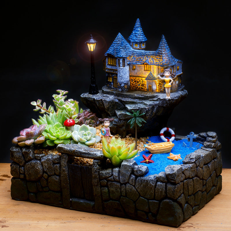 Avtoit | Resin Creative Landscape Cozy House Plants Vase