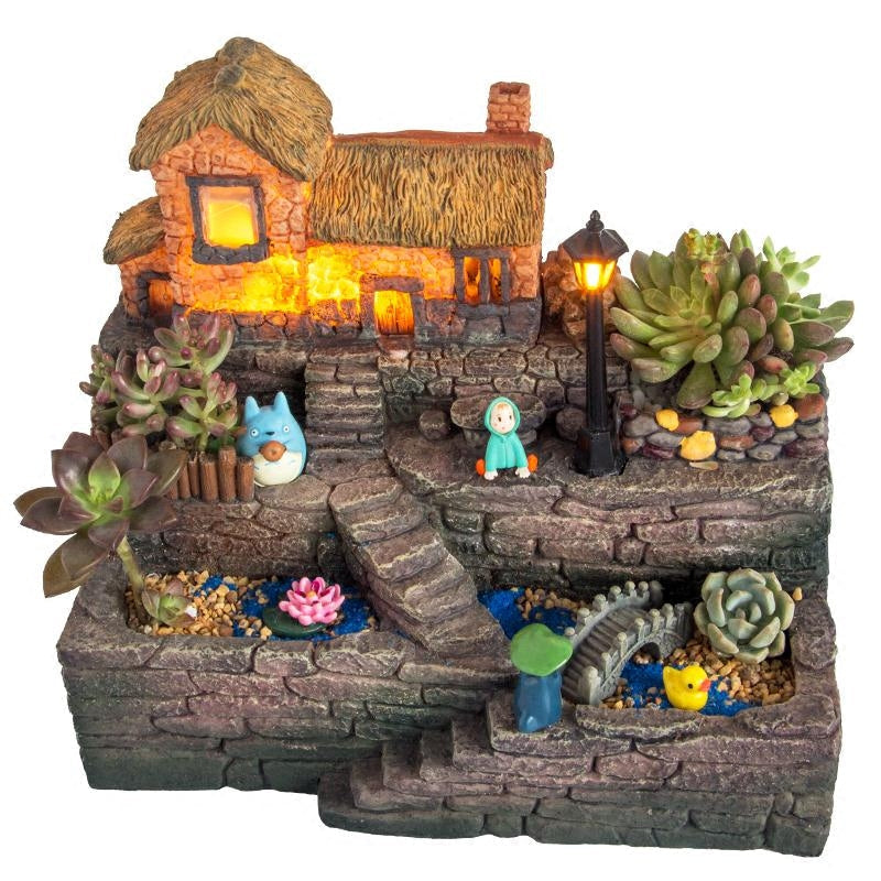 Avtoit | Resin Creative Landscape Cozy House Plants Vase