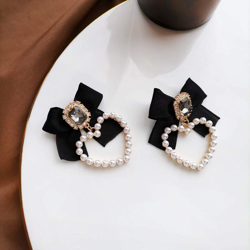 Avtoit | Korean Temperament Retro Rhinestone Bow Clip Earrings