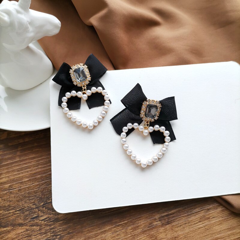Avtoit | Korean Temperament Retro Rhinestone Bow Clip Earrings