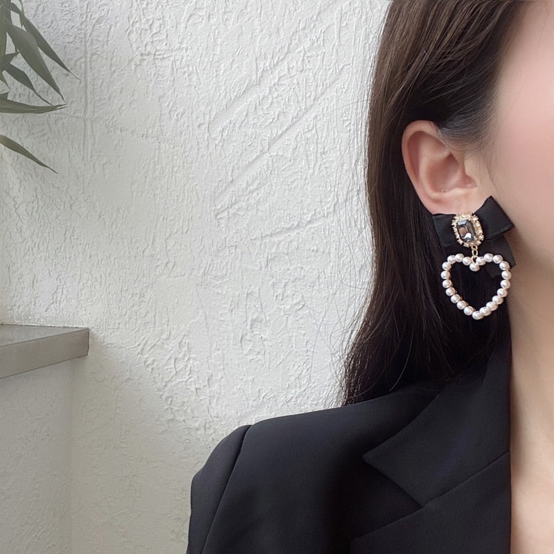 Avtoit | Korean Temperament Retro Rhinestone Bow Clip Earrings