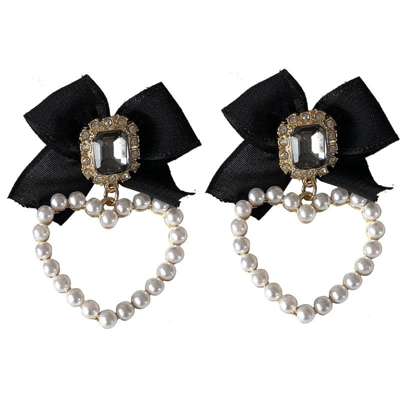 Avtoit | Korean Temperament Retro Rhinestone Bow Clip Earrings
