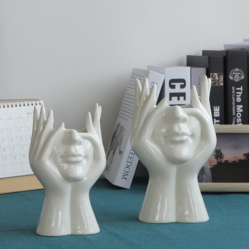 Avtoit | Ceramic Abstract  Human Face Flower Vase