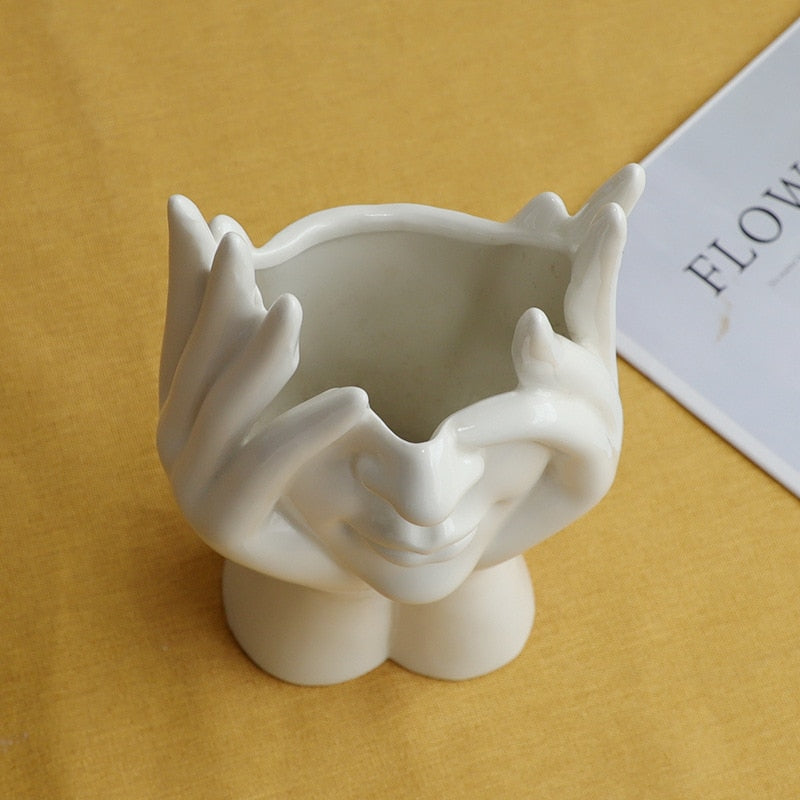 Avtoit | Ceramic Abstract  Human Face Flower Vase