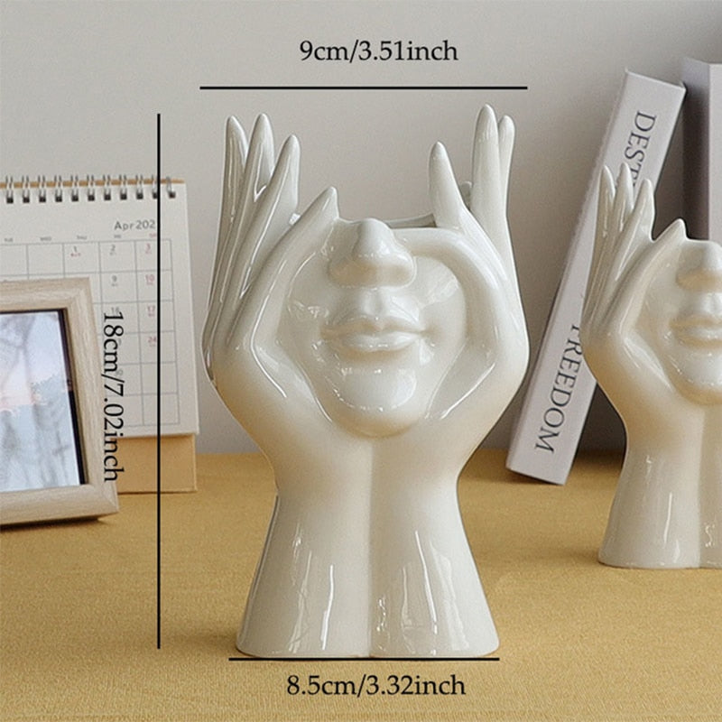 Avtoit | Ceramic Abstract  Human Face Flower Vase