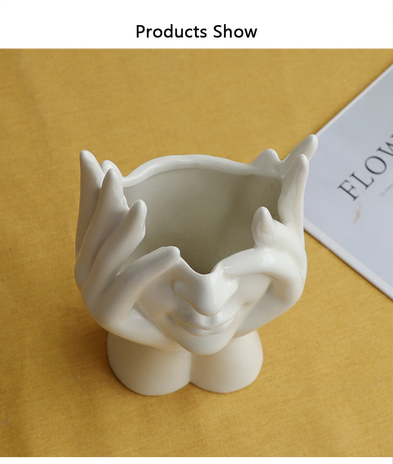 Avtoit | Ceramic Abstract  Human Face Flower Vase