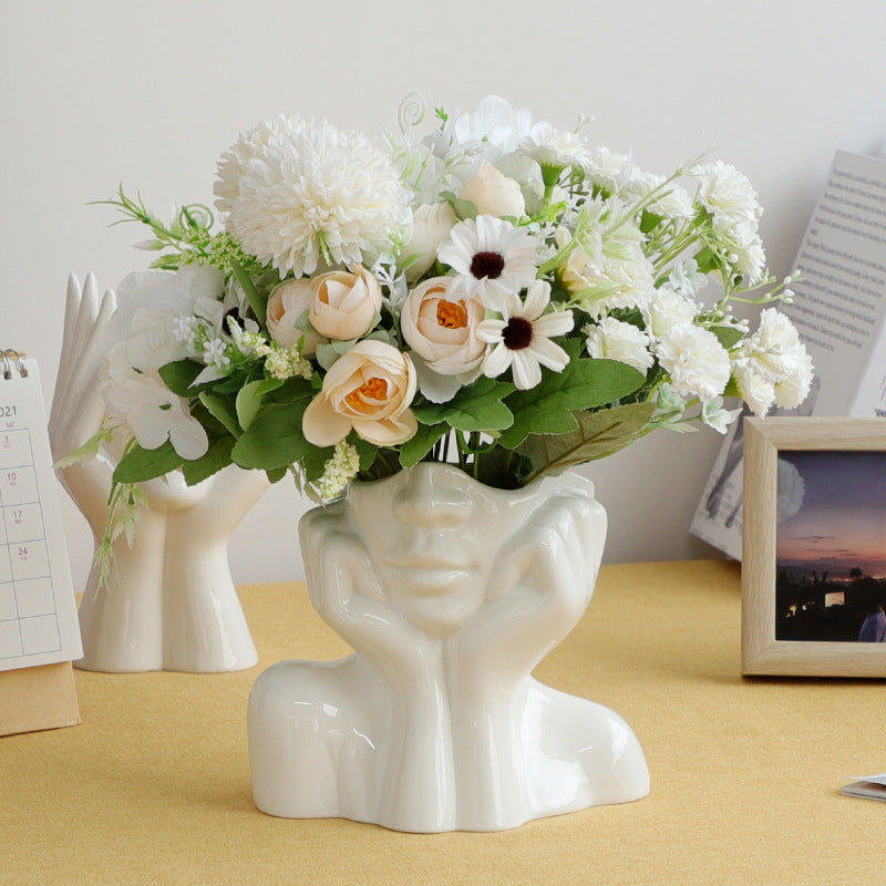 Avtoit | Ceramic Abstract  Human Face Flower Vase