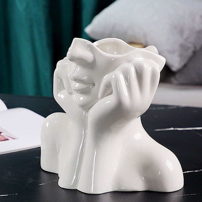 Avtoit | Ceramic Abstract  Human Face Flower Vase