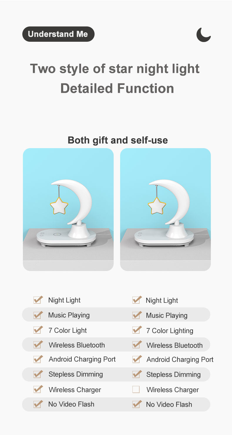 Avtoit | Moon Star Wireless Charging Night Lamp