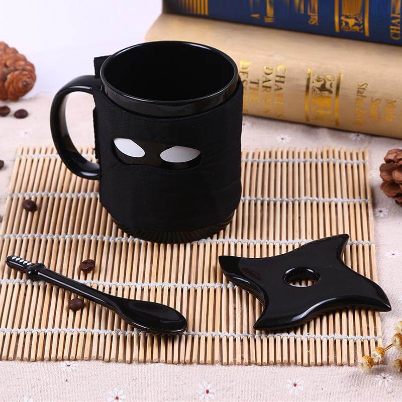 Avtoit | Creative Ninja Ceramic Mug with Mask Sword and Spoon
