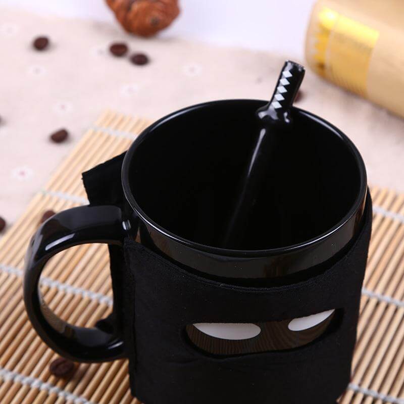 Avtoit | Creative Ninja Ceramic Mug with Mask Sword and Spoon