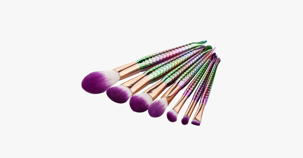 Avtoit | 7 Pieces Rainbow Mermaid Brush Set - Unique Colorful Brush Set Perfect for Comprehensive Makeup