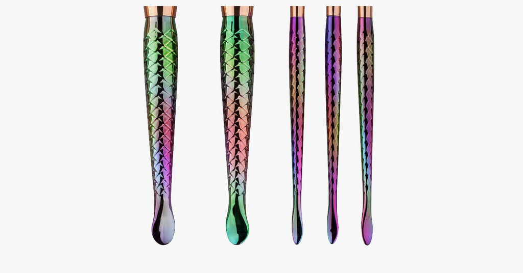 Avtoit | 7 Pieces Rainbow Mermaid Brush Set - Unique Colorful Brush Set Perfect for Comprehensive Makeup