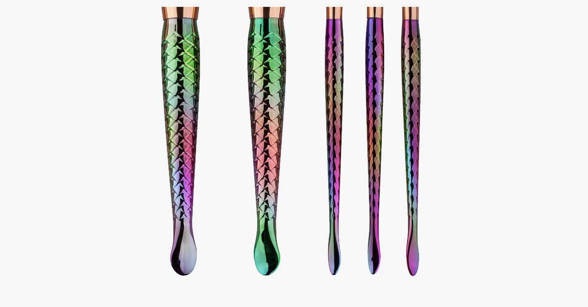Avtoit | 7 Pieces Rainbow Mermaid Brush Set - Unique Colorful Brush Set Perfect for Comprehensive Makeup