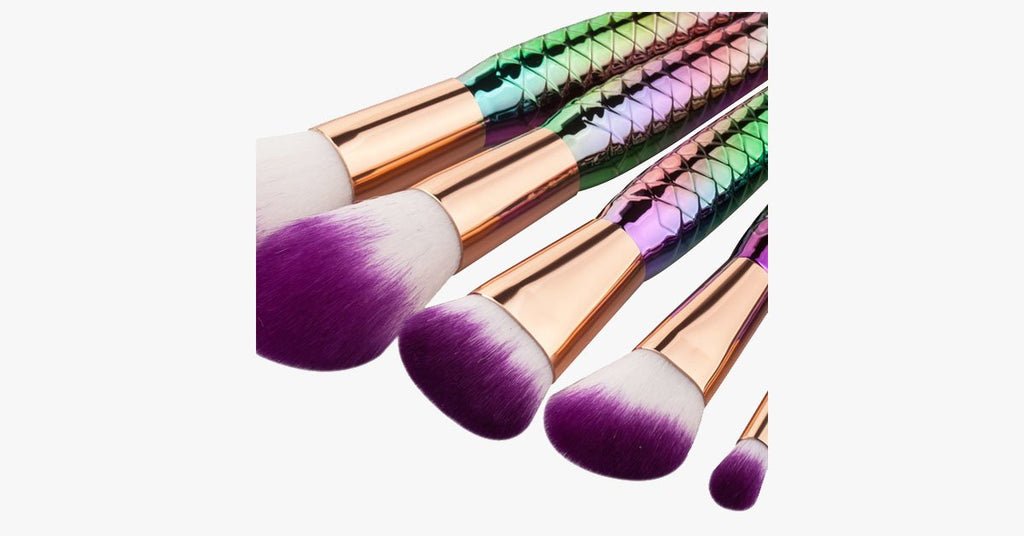 Avtoit | 7 Pieces Rainbow Mermaid Brush Set - Unique Colorful Brush Set Perfect for Comprehensive Makeup