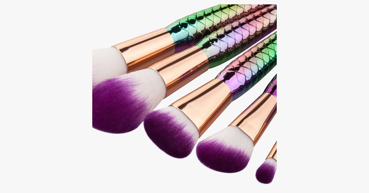 Avtoit | 7 Pieces Rainbow Mermaid Brush Set - Unique Colorful Brush Set Perfect for Comprehensive Makeup