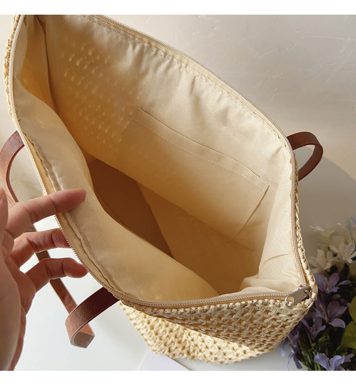 Avtoit | Rattan Woven Bag with Leather Straps - SummerBreeze Tote