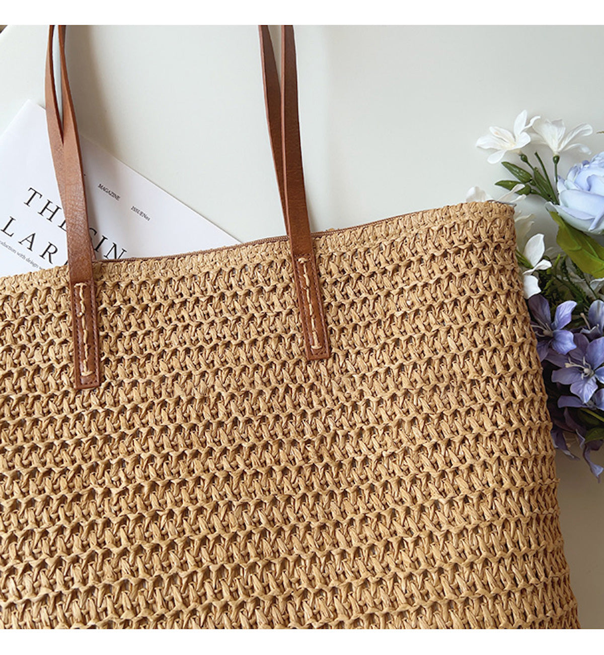 Avtoit | Rattan Woven Bag with Leather Straps - SummerBreeze Tote