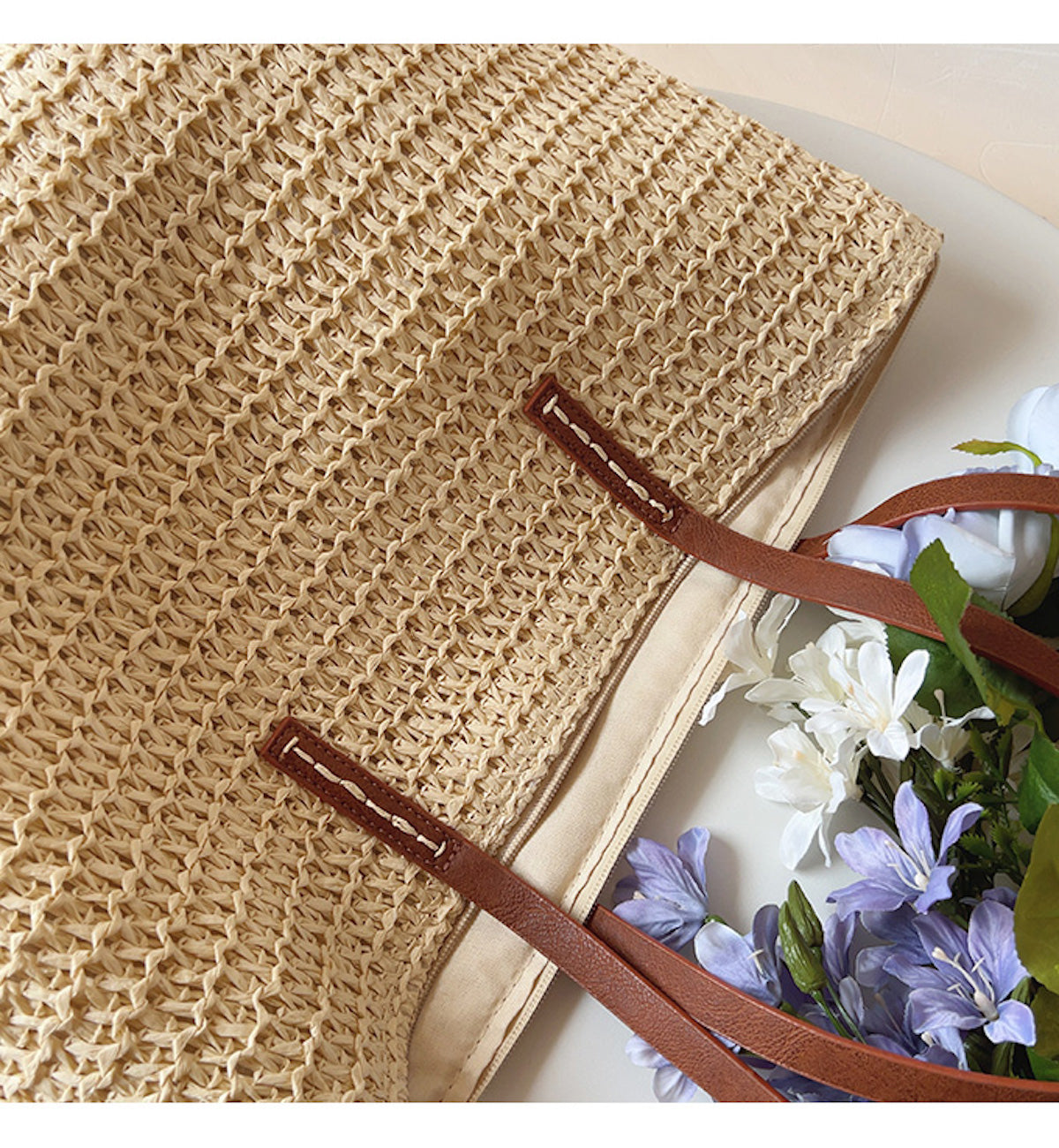 Avtoit | Rattan Woven Bag with Leather Straps - SummerBreeze Tote