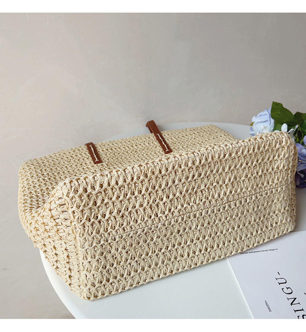 Avtoit | Rattan Woven Bag with Leather Straps - SummerBreeze Tote