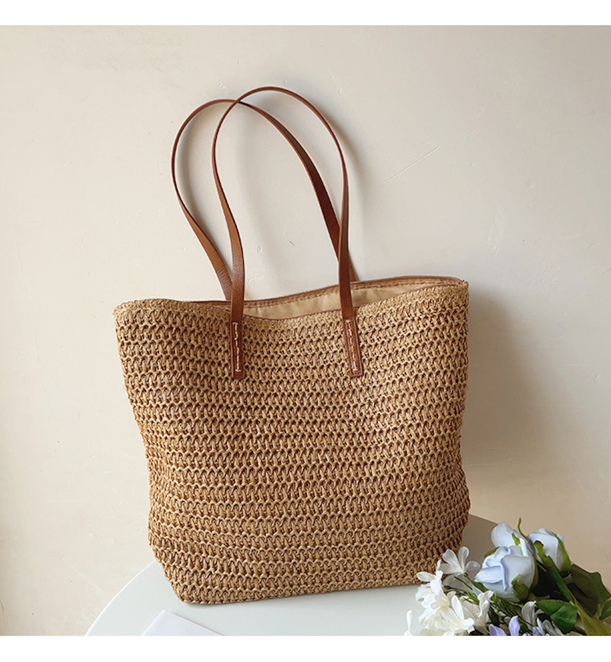 Avtoit | Rattan Woven Bag with Leather Straps - SummerBreeze Tote