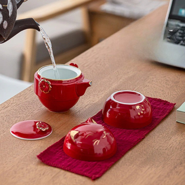 Avtoit | Luck Cat Ceramic Quick Cup Tea Set