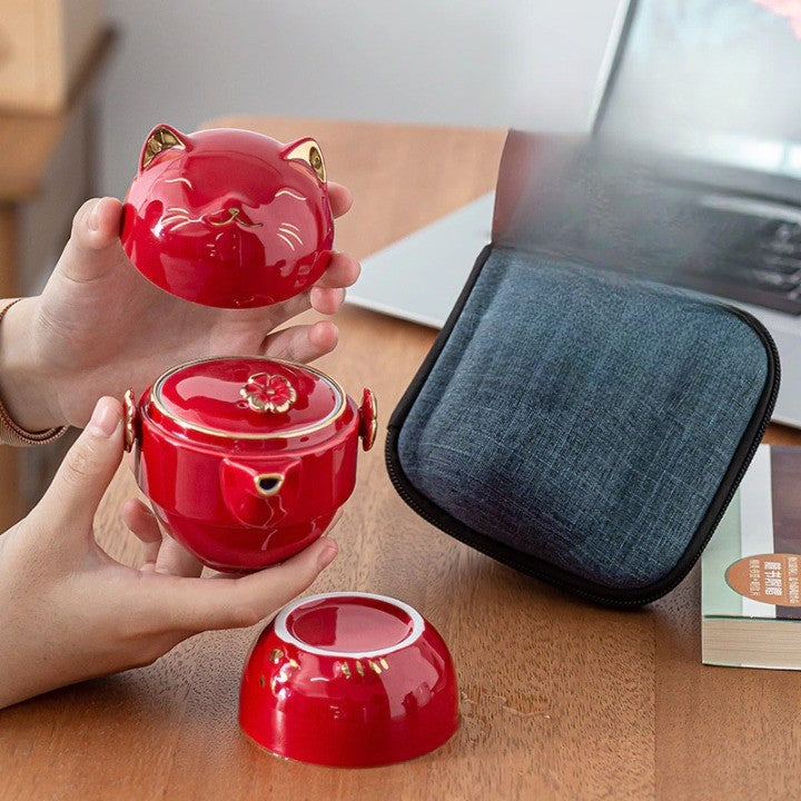 Avtoit | Luck Cat Ceramic Quick Cup Tea Set