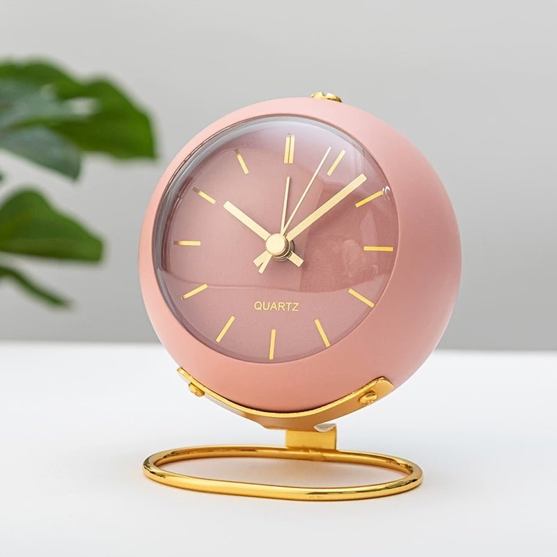 Avtoit | Buzzley Retro Silent Alarm Clock – Vintage Metal Analogue Clock with Night Light