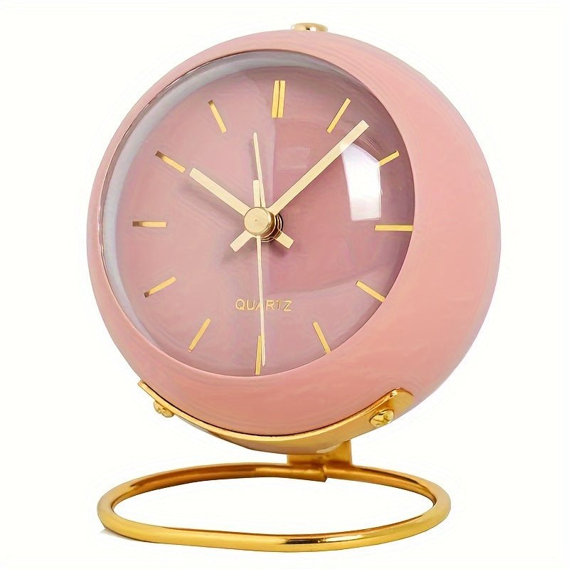 Avtoit | Buzzley Retro Silent Alarm Clock – Vintage Metal Analogue Clock with Night Light
