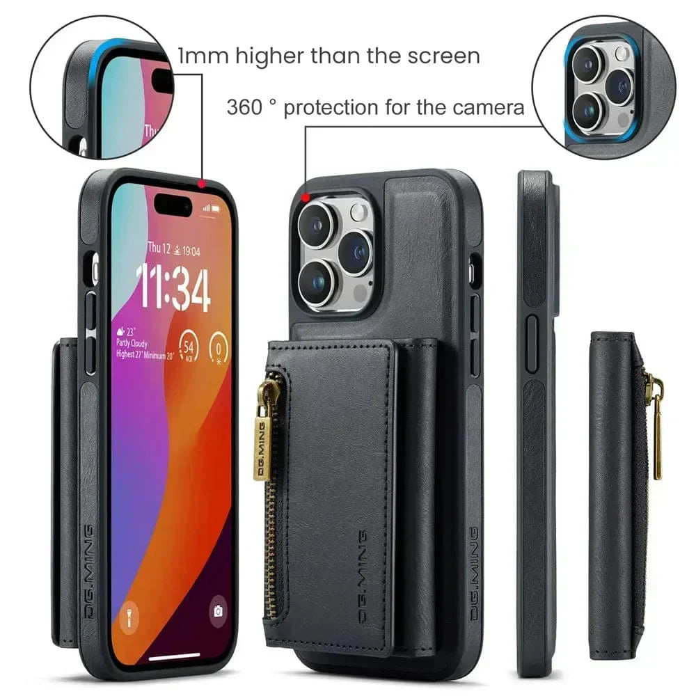 Avtoit | RFID iPhone Wallet Case | Removable Magnetic Leather Car Mount Shockproof Case