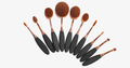Avtoit | Professional versatile black and gold oval makeup brushes - Set of 10