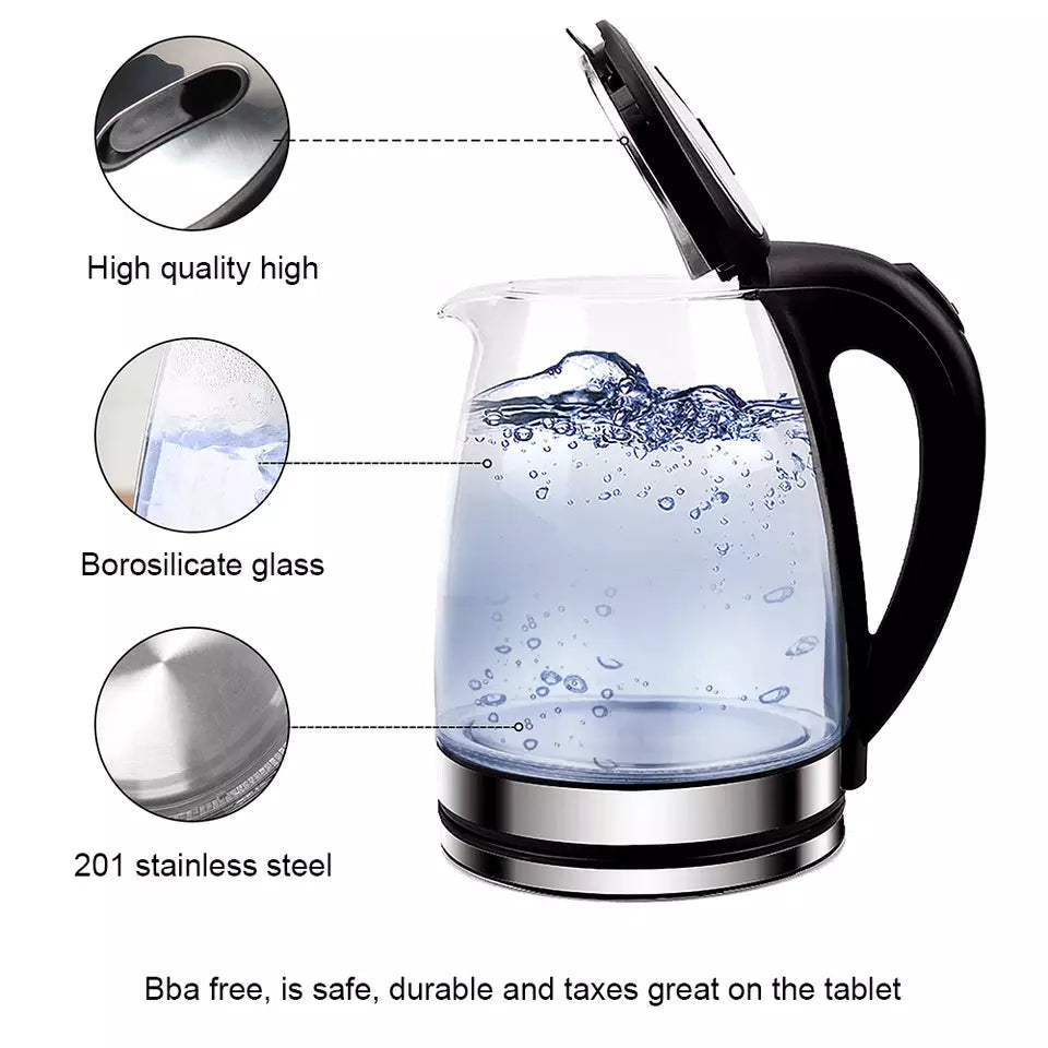 Avtoit | Electric Kettle | 1.8L, 3000W, Rapid Boil, Auto Shut-Off & Borosilicate Glass for Tea, Coffee & Instant Meals