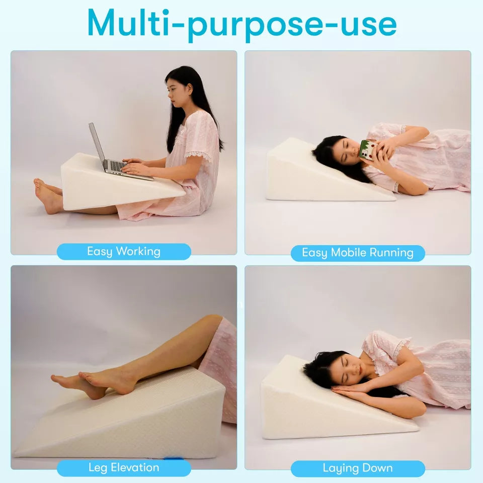 Avtoit | Large Triangle Wedge Pillow | Adjustable Foam for Acid Reflux, Back Pain & Post-Surgery Recovery