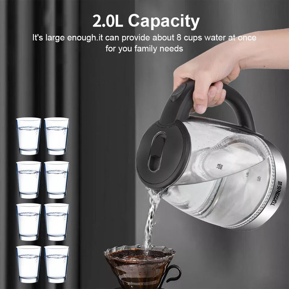 Avtoit | Electric Kettle | 1.8L, 3000W, Rapid Boil, Auto Shut-Off & Borosilicate Glass for Tea, Coffee & Instant Meals