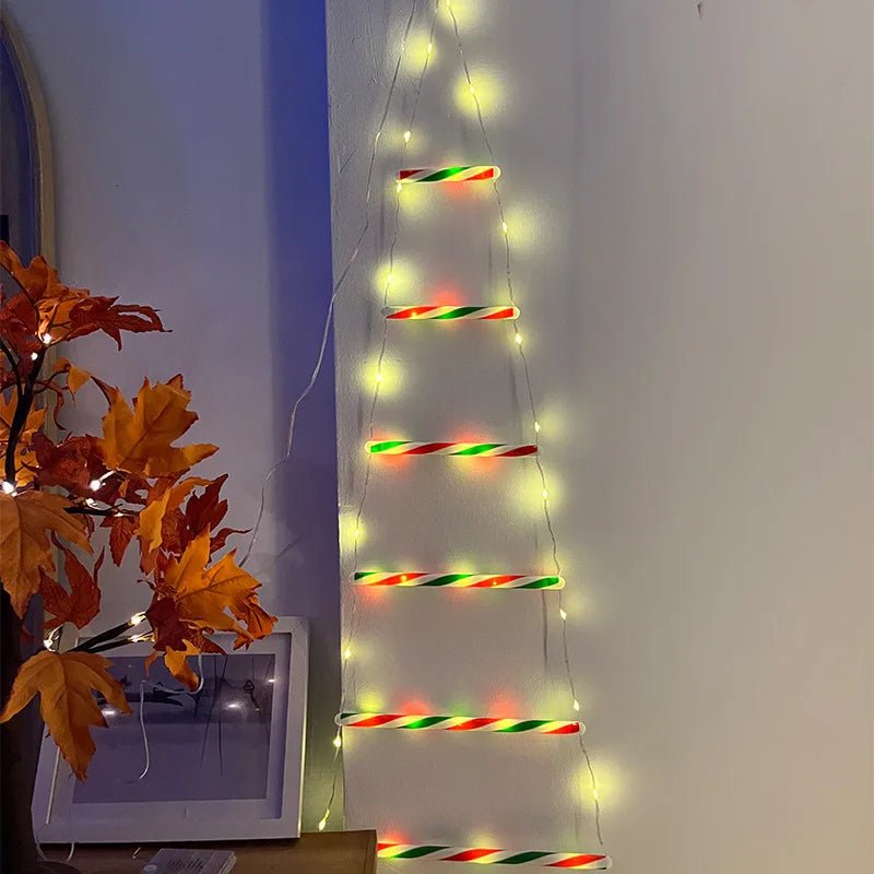 Avtoit | Santa Claus Climbing Ladder with LED String Lights – Festive Christmas Decor for Home, Window & Tree