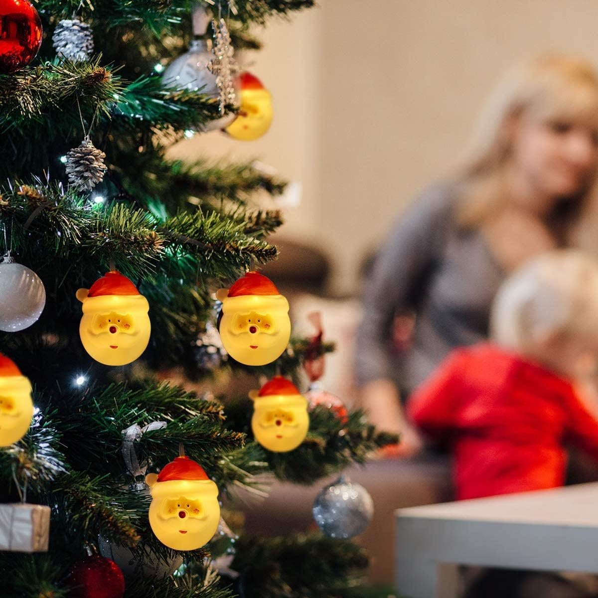 Avtoit | Santa Lights LED Christmas Decoration - Santa Head String Lights for Christmas, Holidays and Party Decoration