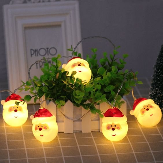 Avtoit | Santa Lights LED Christmas Decoration - Santa Head String Lights for Christmas, Holidays and Party Decoration