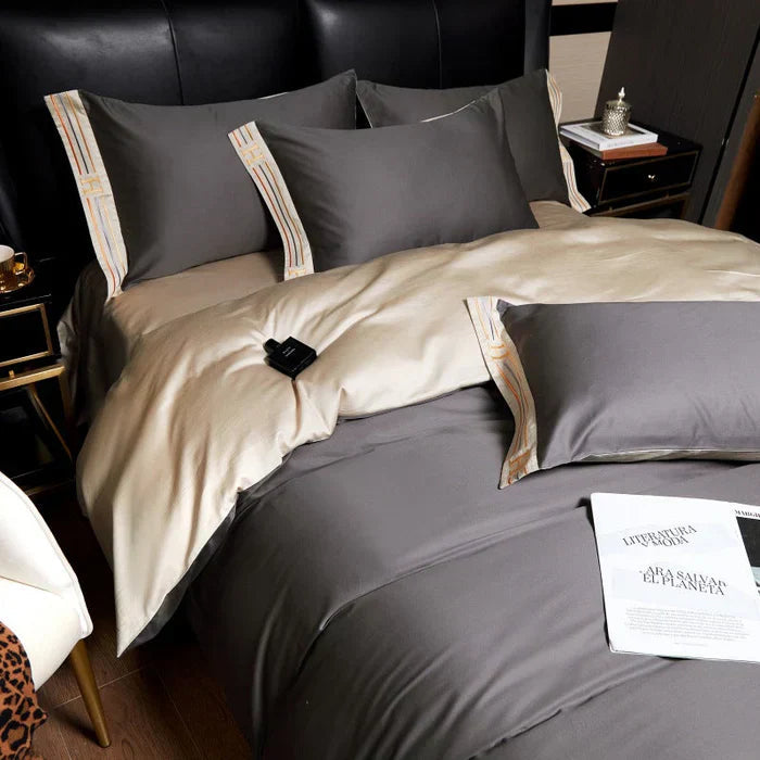 Avtoit | Satin Cotton Embroidered Bedding Set - Luxora
