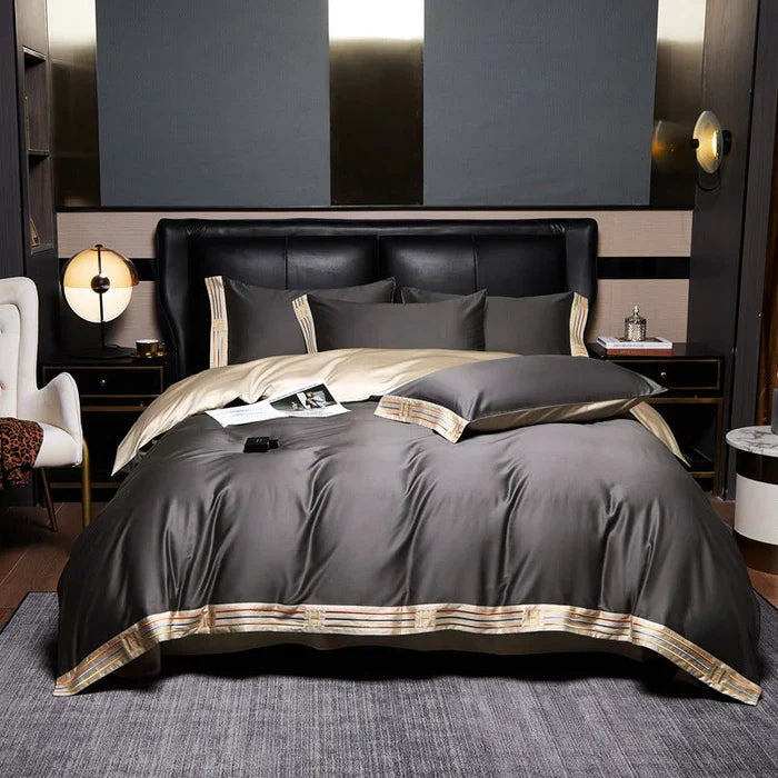 Avtoit | Satin Cotton Embroidered Bedding Set - Luxora