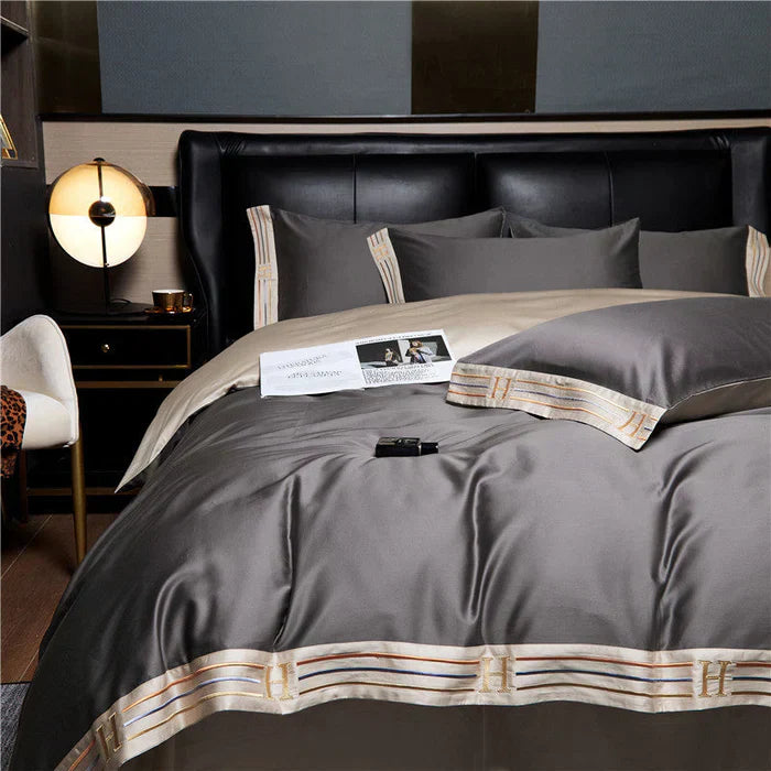 Avtoit | Satin Cotton Embroidered Bedding Set - Luxora
