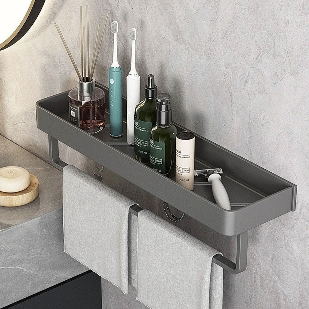 Avtoit | Modern Grey Bathroom Shelf – Stylish Wall-Mounted Storage with Optional Towel Rail
