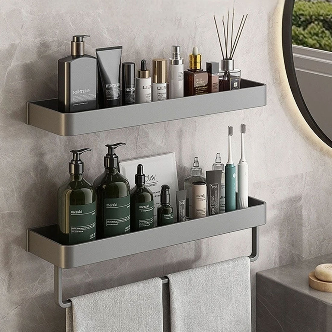 Avtoit | Contemporary, elegant bathroom shelves in gray