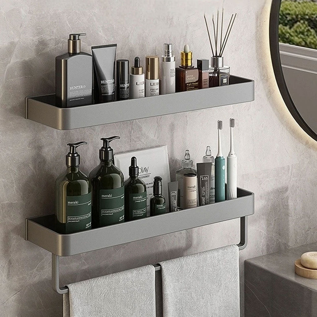 Avtoit | Modern Grey Bathroom Shelf – Stylish Wall-Mounted Storage with Optional Towel Rail