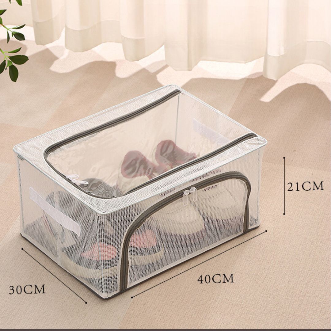Foldable Shoe Storage Box with Clear Water-Resistant Design